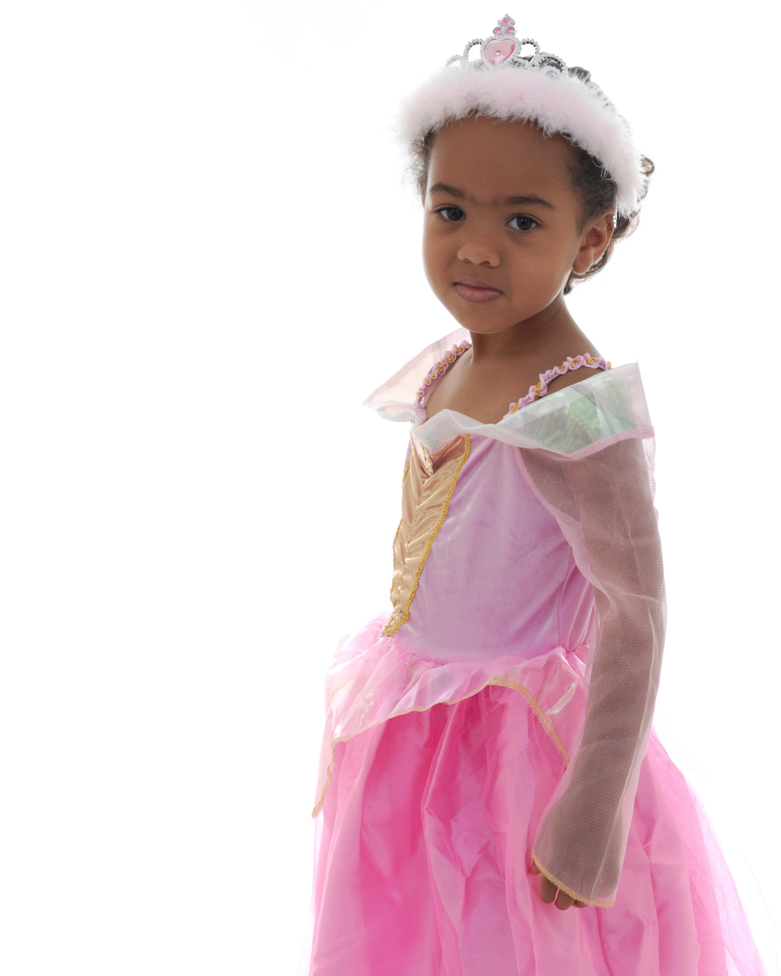 Young princess in a pink gown with a crystal tiara